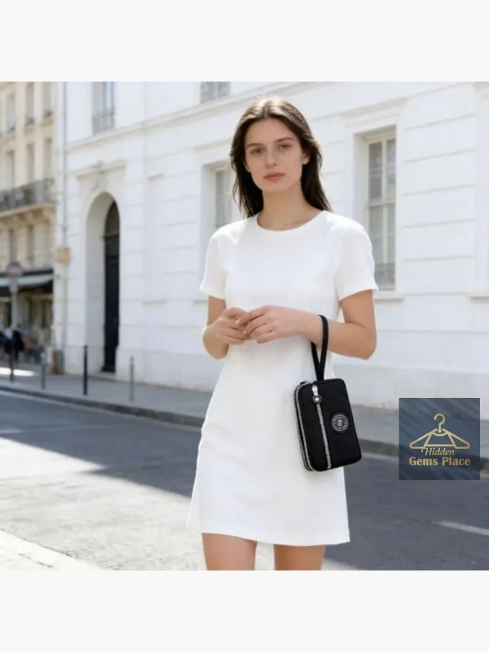 Waterproof Nylon Wristlet Purse with 3 Zippers Small Wallet Clutch Phone Bag